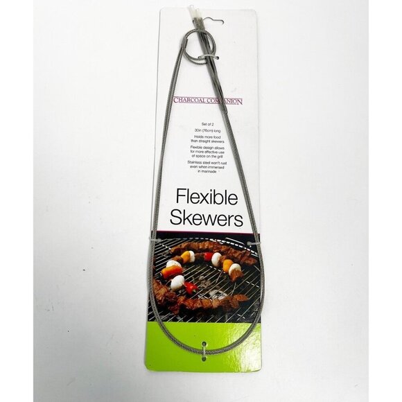Charcoal Companion Stainless Steel FLEXIBLE Skewers  2 PACK 30" L0NG NEW - Picture 1 of 6
